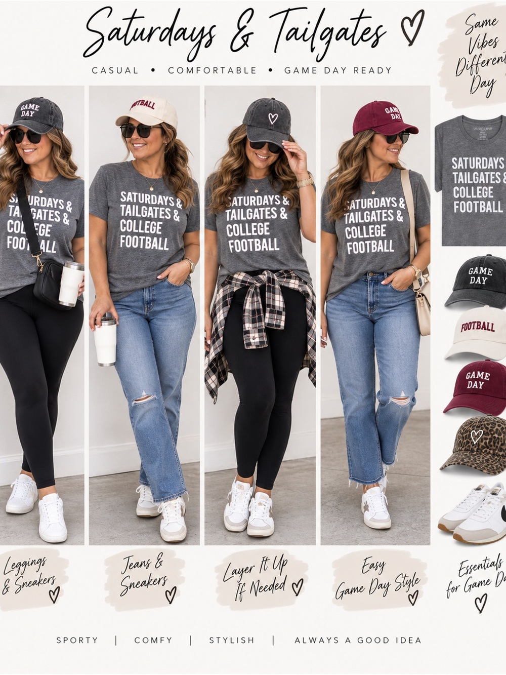 Gray 'Saturdays & Tailgates & College Football' Short Sleeve Tee